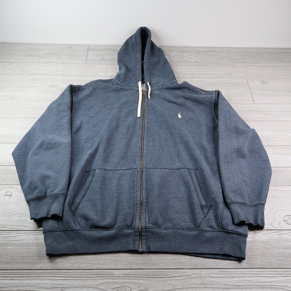 Polo Ralph Lauren Full Zip Hoodie Men's 2XLT XXL Tall Navy Fleece